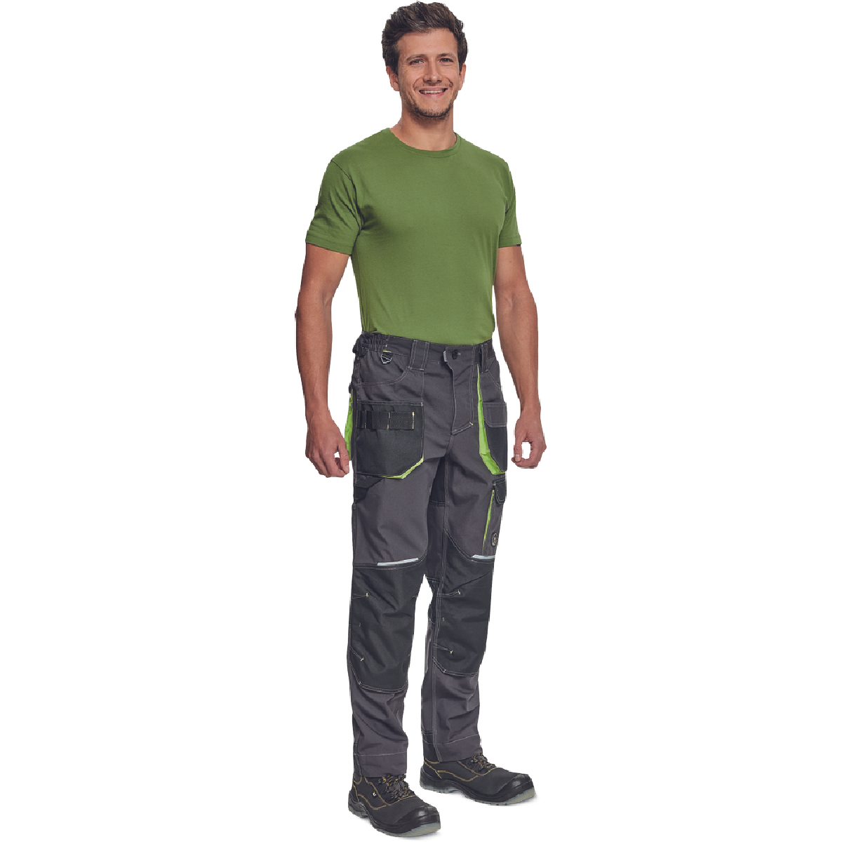 ΠΑΝΤΕΛΟΝΙ ΕΡΓΑΣΙΑΣ GREENDALE ΑΝΘΡΑΚΙ/ΛΑΙΜ 65%poly-35%cott, 270 g/m² No 52/L - Image 2