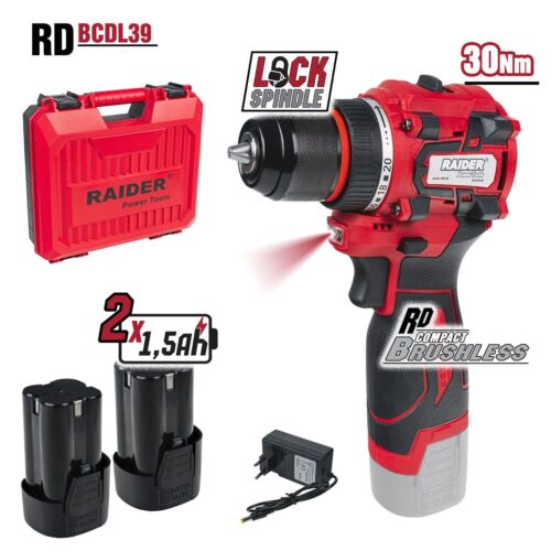 RAIDER Δραπανοκατσάβιδο 16V Li 2×1.5Ah 30Nm RD-BCDL39 030189
