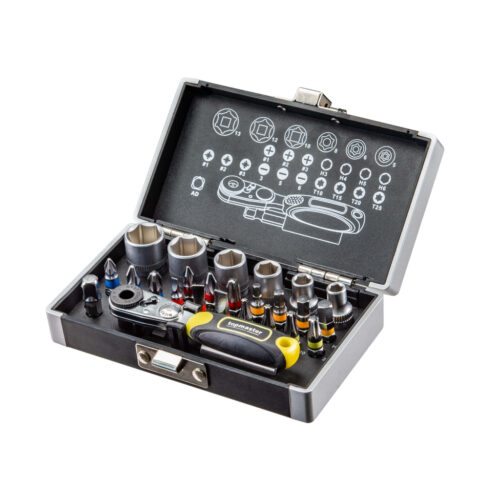 TOP MASTER Σετ καστάνια 26τεμ. με καρυδάκια 1/4” & μύτες 330157