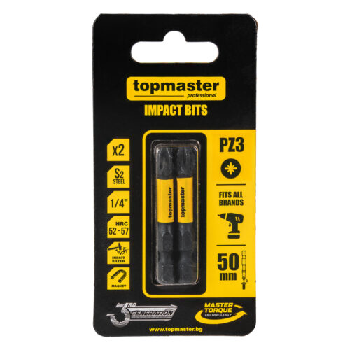 TOP MASTER Μύτη κατσαβιδιού Impact σταυρός με μέγεθος PZ3 50mm συσκευασία 2τεμ. 338735