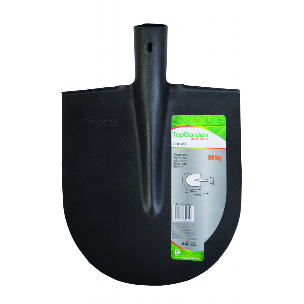 TOP GARDEN Φτυάρι στρογγυλό-ίσιο μαύρο 380457